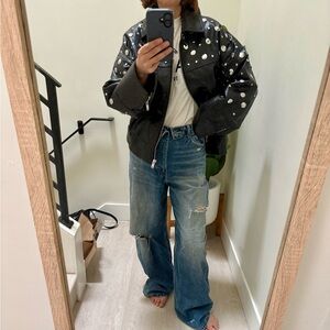 Zara embellished faux leather bomber jacket, sz XS